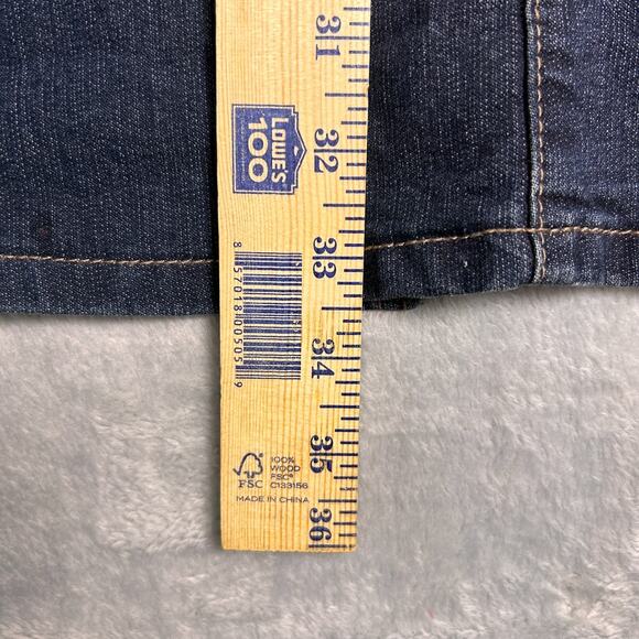 Christopher Banks Denim Maxi Skirt Womens 6 Dark Blue Modest Embroidered Pockets - Picture 5 of 6